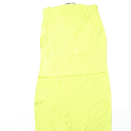 Zara Womens Green Viscose Mini Size S Boat Neck Pullover - Slash Neck