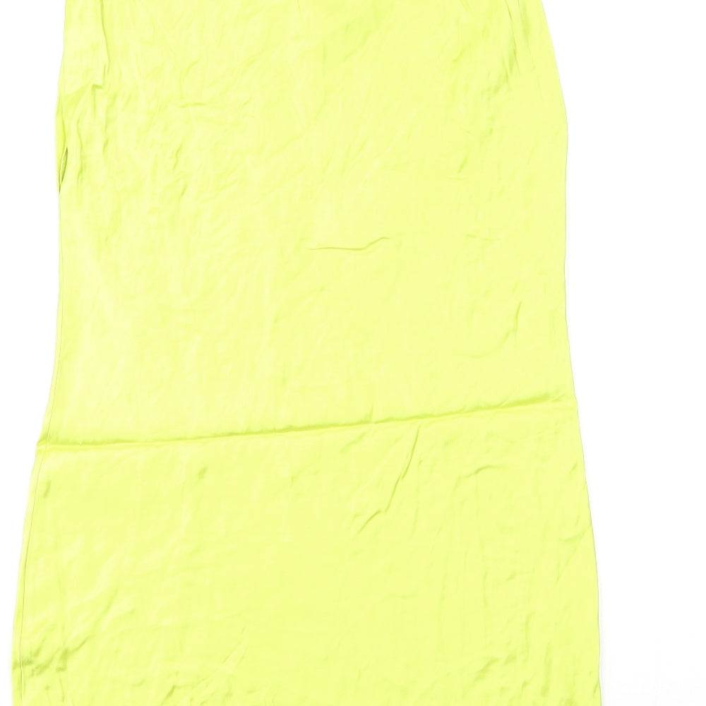 Zara Womens Green Viscose Mini Size S Boat Neck Pullover - Slash Neck