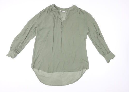 NEXT Womens Green Polyester Basic Blouse Size 14 V-Neck