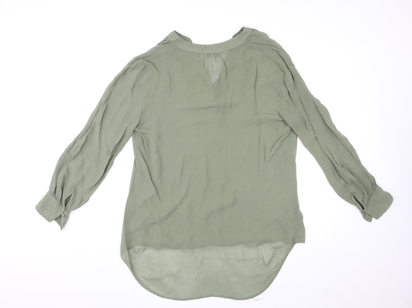 NEXT Womens Green Polyester Basic Blouse Size 14 V-Neck