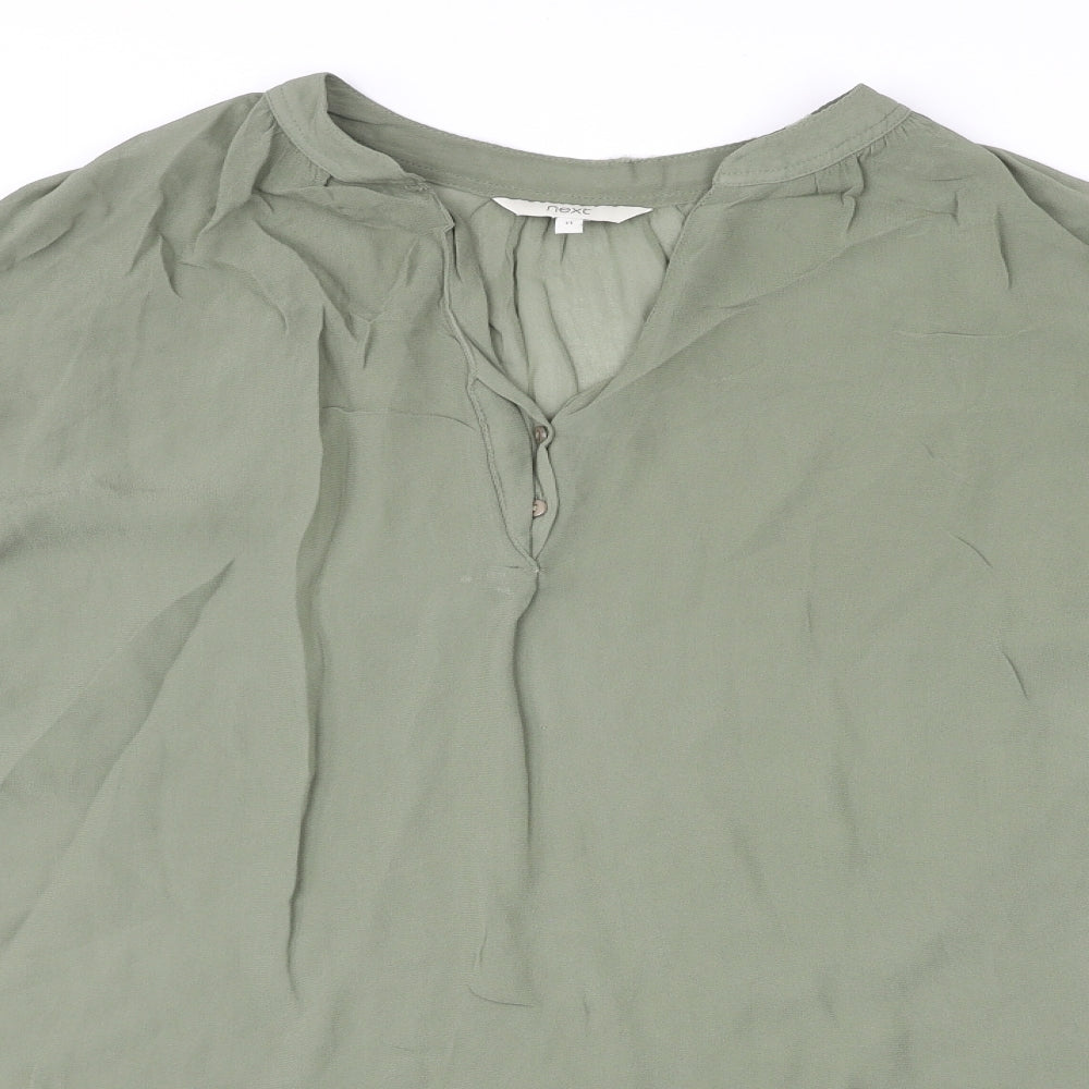 NEXT Womens Green Polyester Basic Blouse Size 14 V-Neck