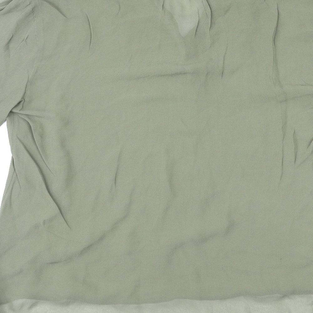 NEXT Womens Green Polyester Basic Blouse Size 14 V-Neck