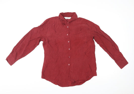St Michael Womens Red Viscose Basic Button-Up Size 10 Collared