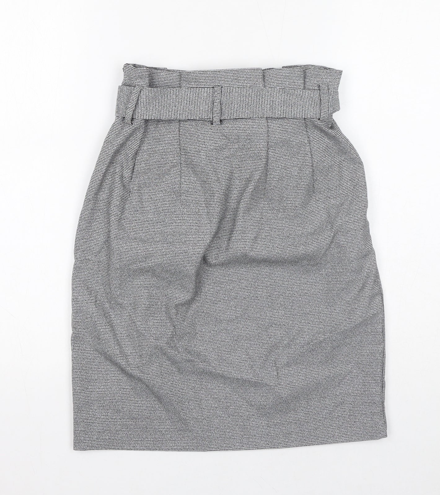 H&M Womens Grey Geometric Polyester A-Line Skirt Size 6 Zip - Belt included