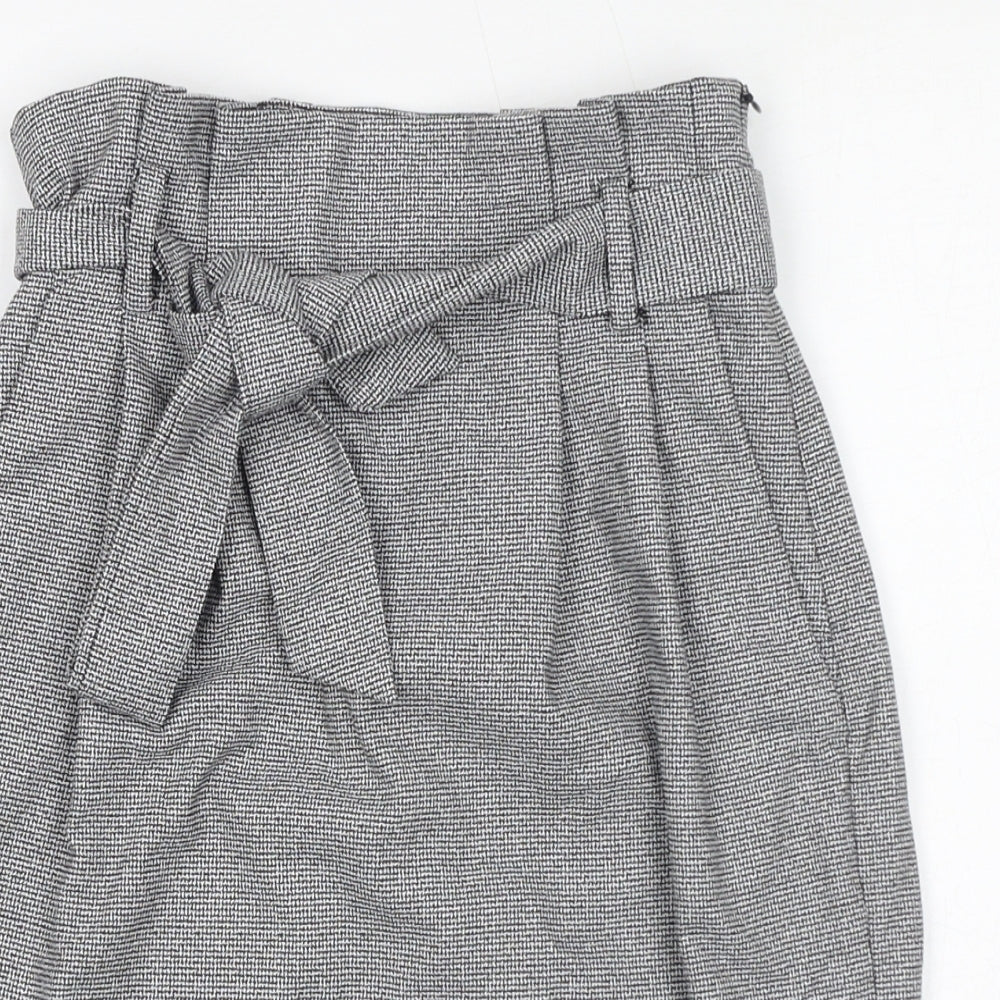 H&M Womens Grey Geometric Polyester A-Line Skirt Size 6 Zip - Belt included