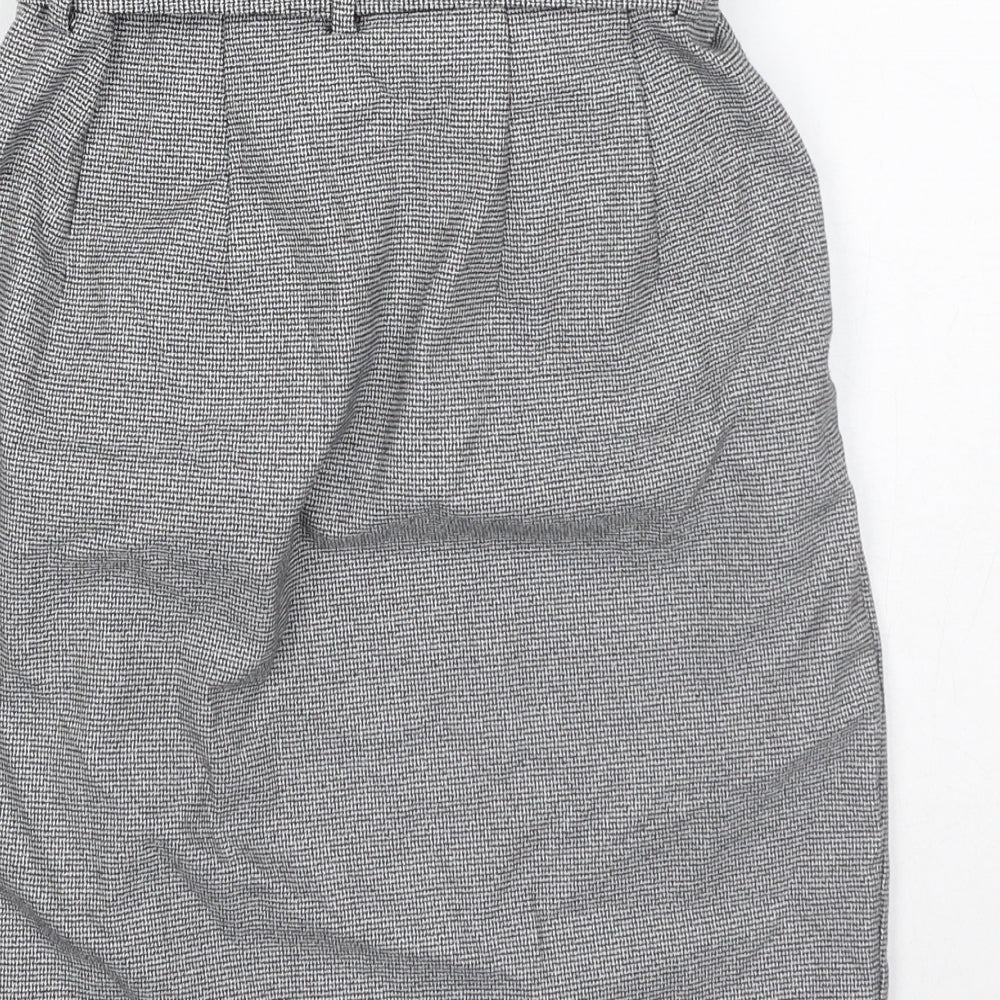 H&M Womens Grey Geometric Polyester A-Line Skirt Size 6 Zip - Belt included