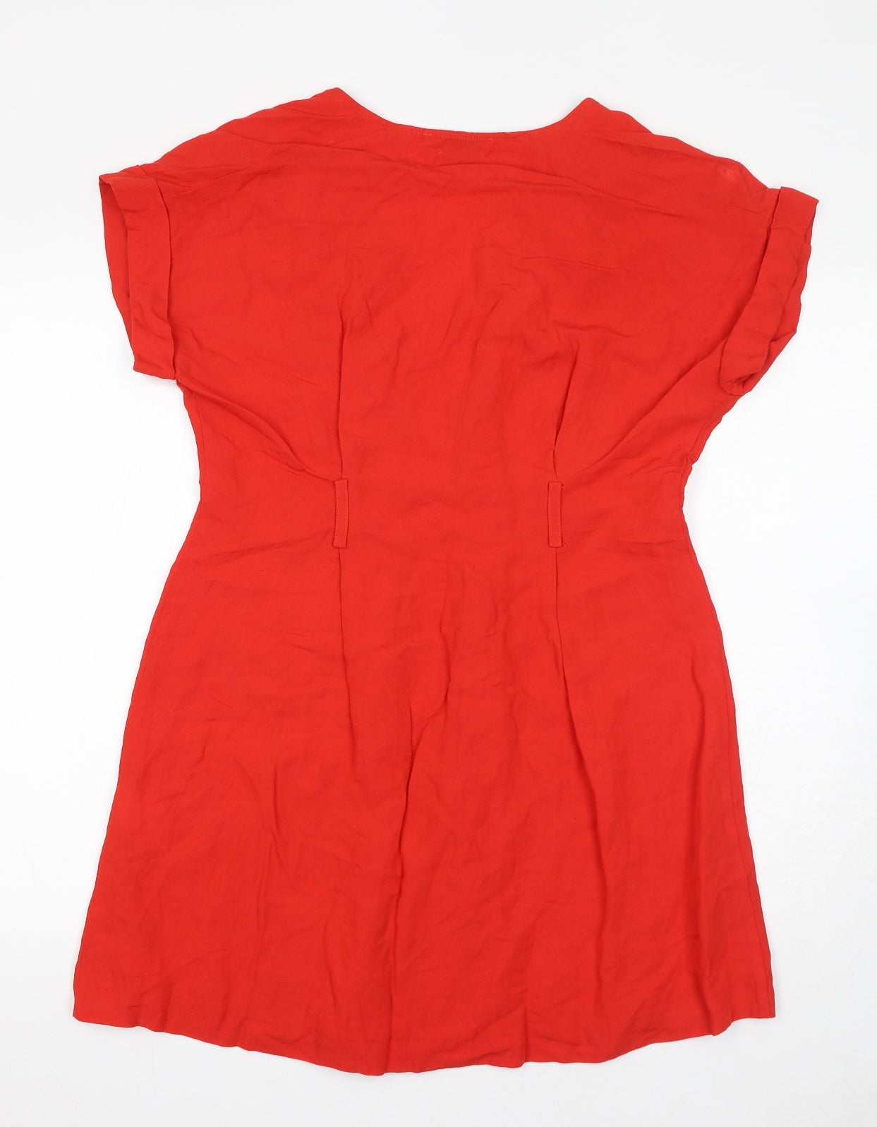 RESERVED Womens Red Viscose Mini Size 12 V-Neck Button