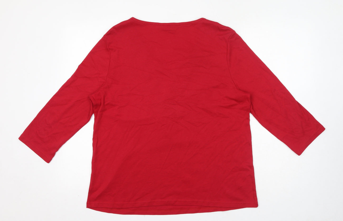 Debenhams Womens Red 100% Cotton Basic T-Shirt Size 18 V-Neck
