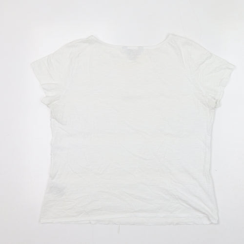 Crew Clothing Womens White 100% Cotton Basic T-Shirt Size 14 Round Neck