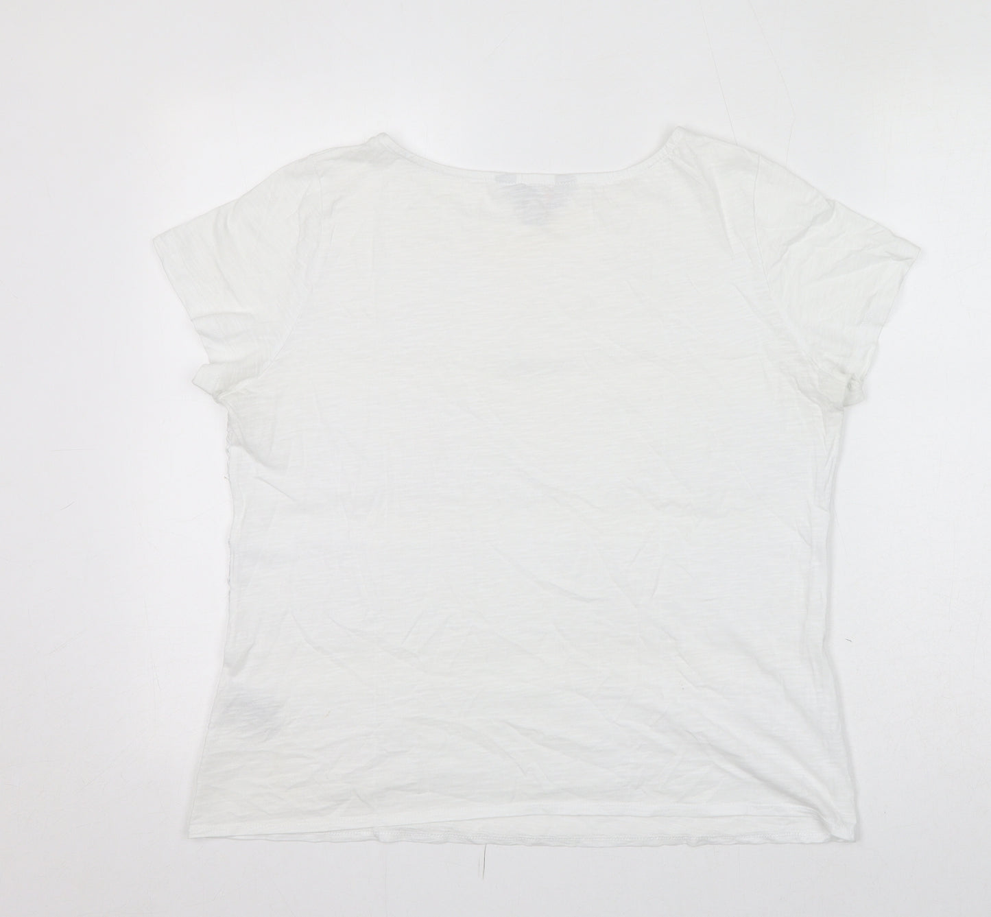 Crew Clothing Womens White 100% Cotton Basic T-Shirt Size 14 Round Neck
