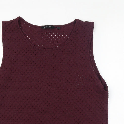 New Look Womens Red Polyester Basic Tank Size 14 Round Neck