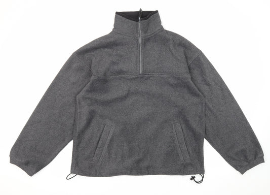 Classic Sports Mens Grey Polyester Henley Sweatshirt Size L