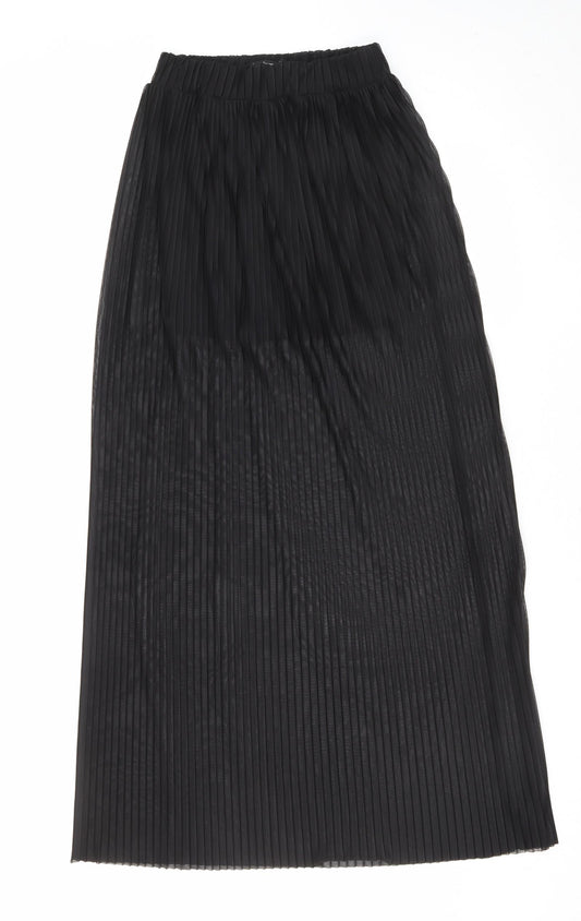 Boohoo Womens Black Striped Polyester Maxi Skirt Size 8 - Overlay