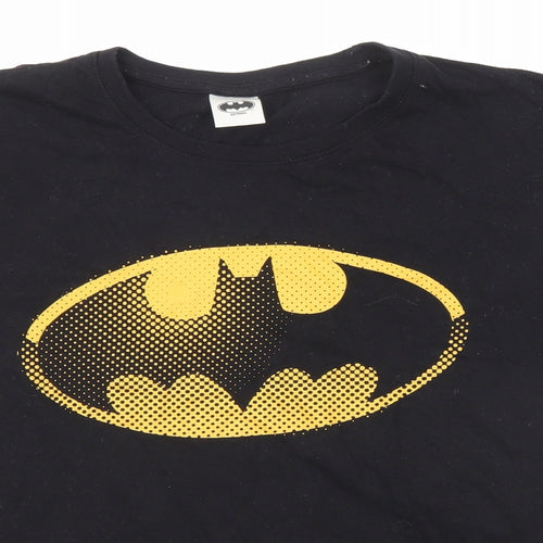 Batman Womens Black Cotton Basic T-Shirt Size M Round Neck