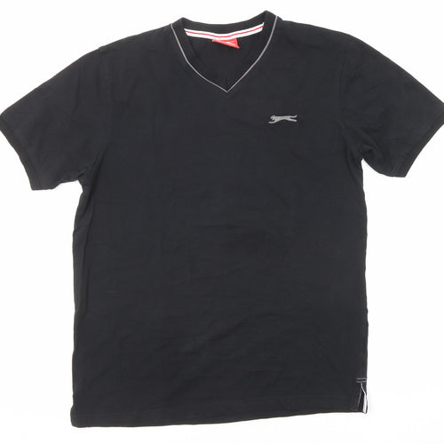 Slazenger Mens Black Polyester T-Shirt Size M V-Neck