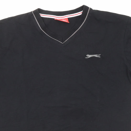 Slazenger Mens Black Polyester T-Shirt Size M V-Neck