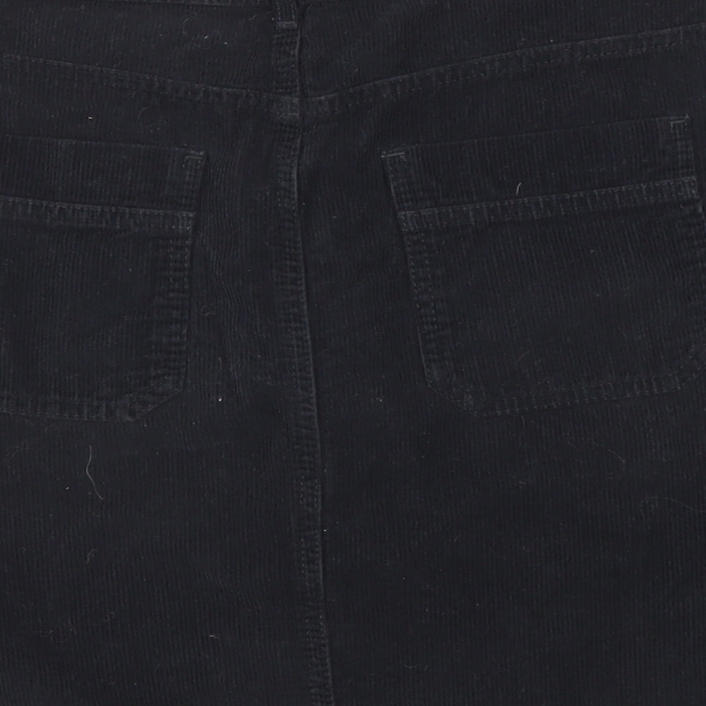 Denim & Co. Womens Black Cotton A-Line Skirt Size 16 Button