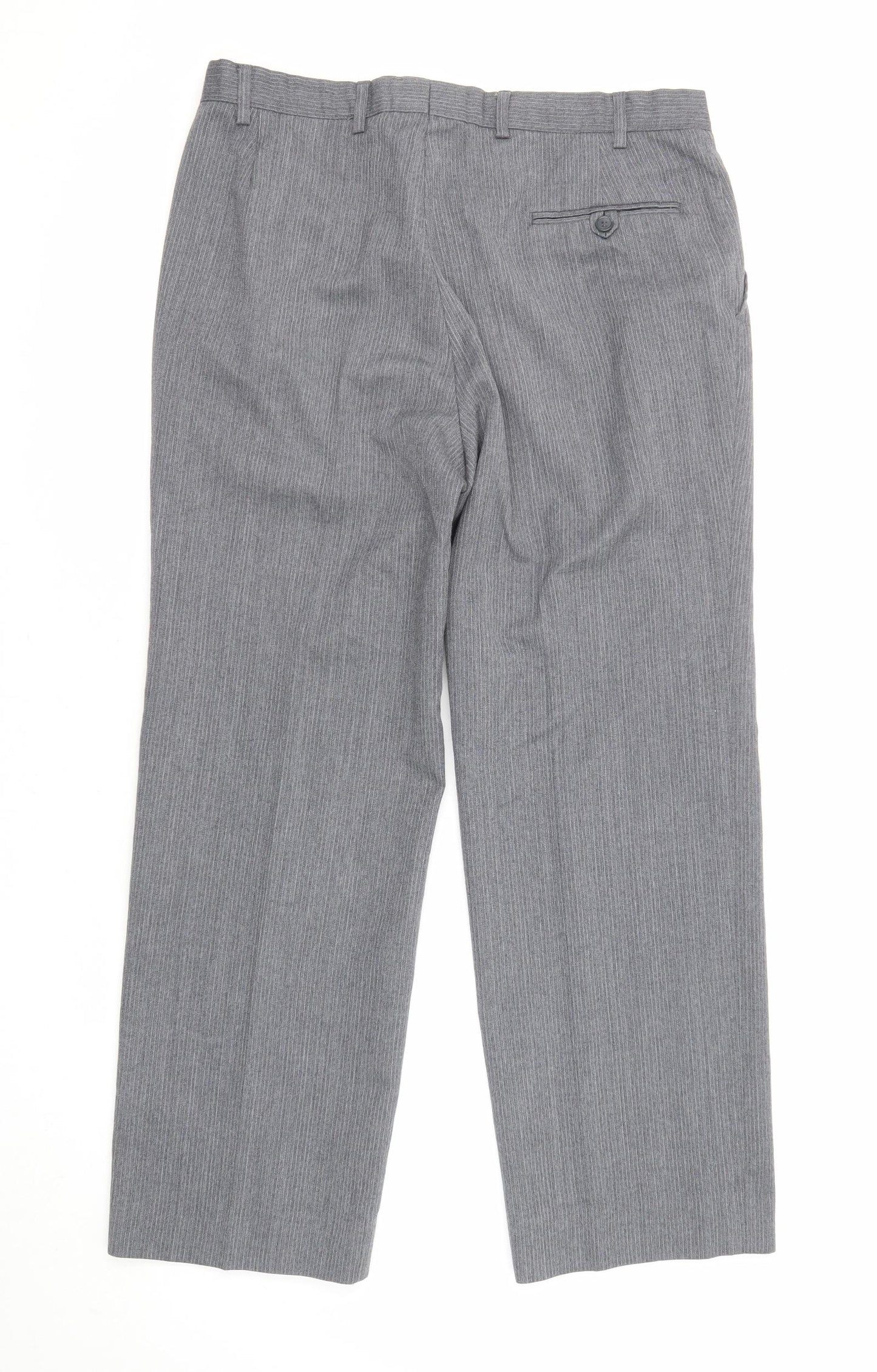 St Michael Mens Grey Polyester Trousers Size 36 in L29 in Regular Zip