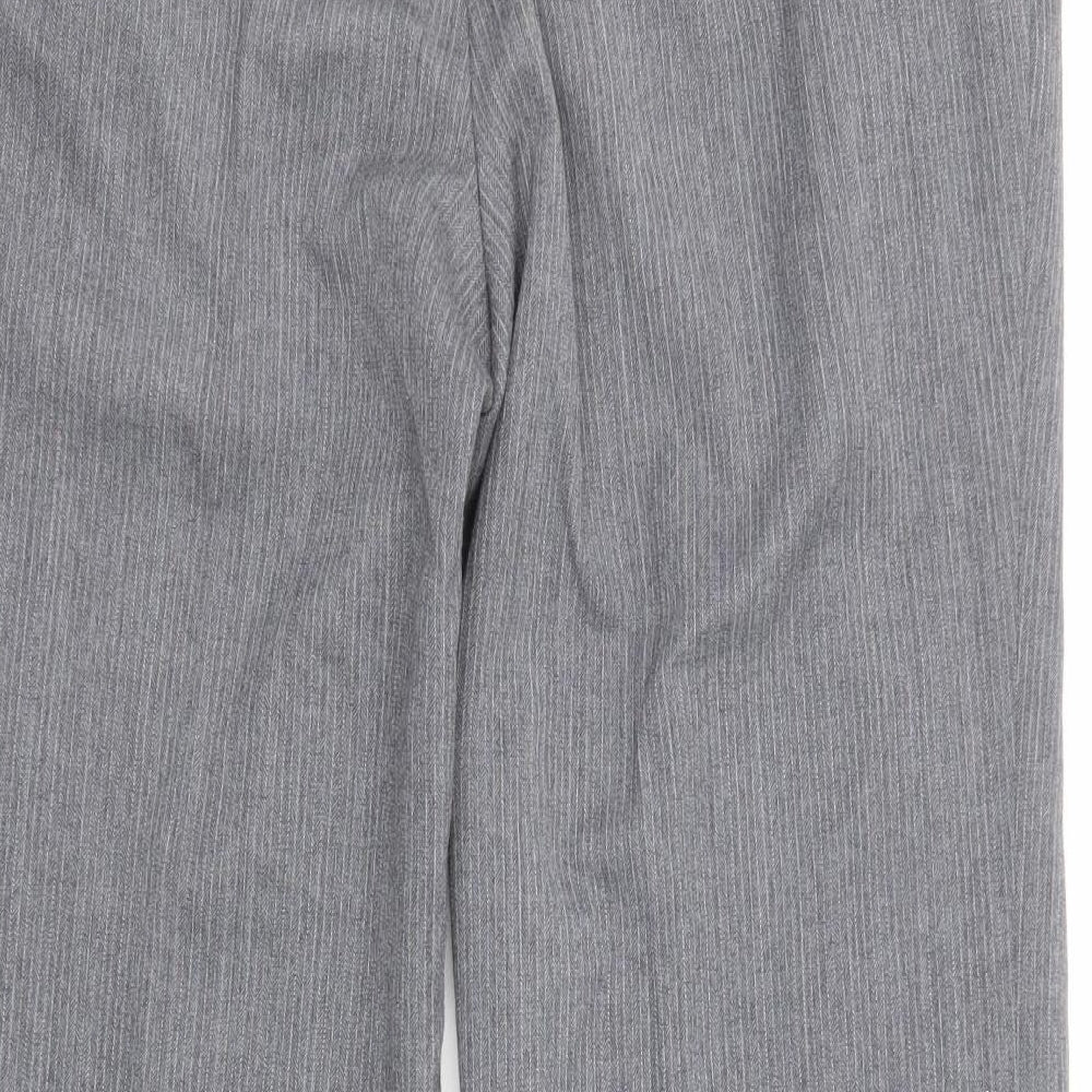 St Michael Mens Grey Polyester Trousers Size 36 in L29 in Regular Zip