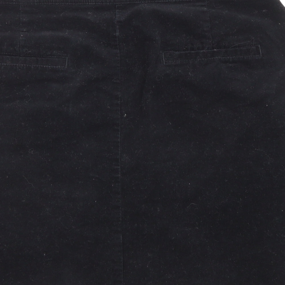 Marks and Spencer Womens Black Cotton A-Line Skirt Size 10 Button
