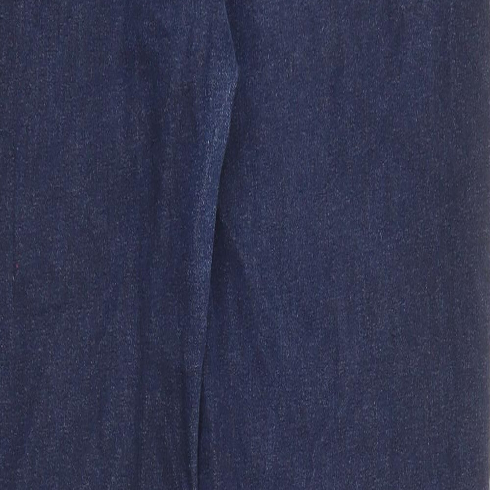 Marks and Spencer Womens Blue Cotton Straight Jeans Size 14 L28 in Regular Zip