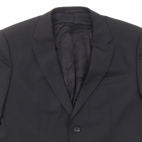 HUGO BOSS Mens Black Cotton Jacket Suit Jacket Size 50 Regular