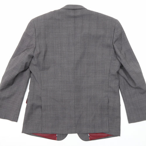 Skopes Mens Grey Check Wool Jacket Suit Jacket Size 42 Regular
