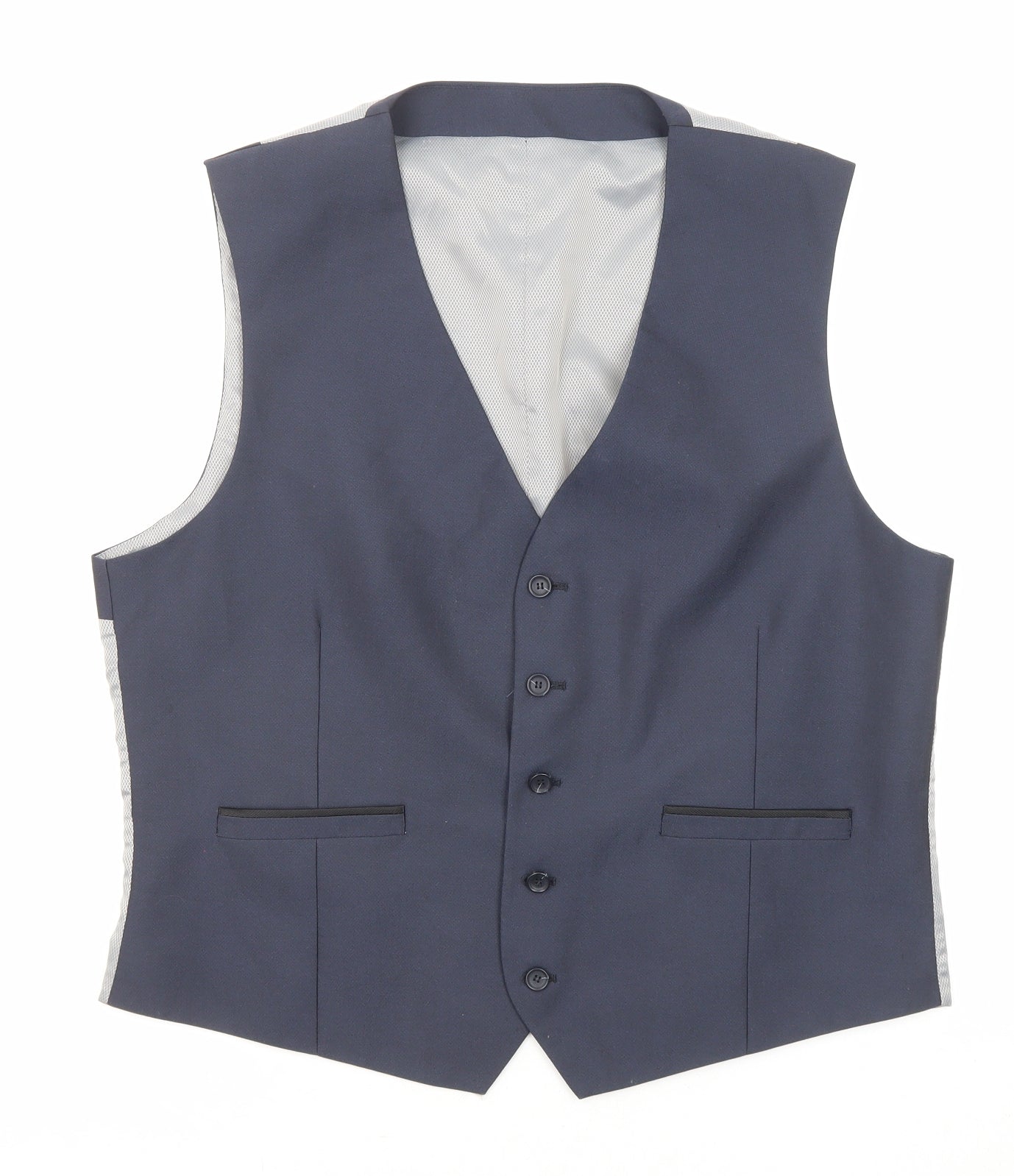 Burton Mens Blue Polyester Jacket Suit Waistcoat Size 44 Regular - Chest 44-48