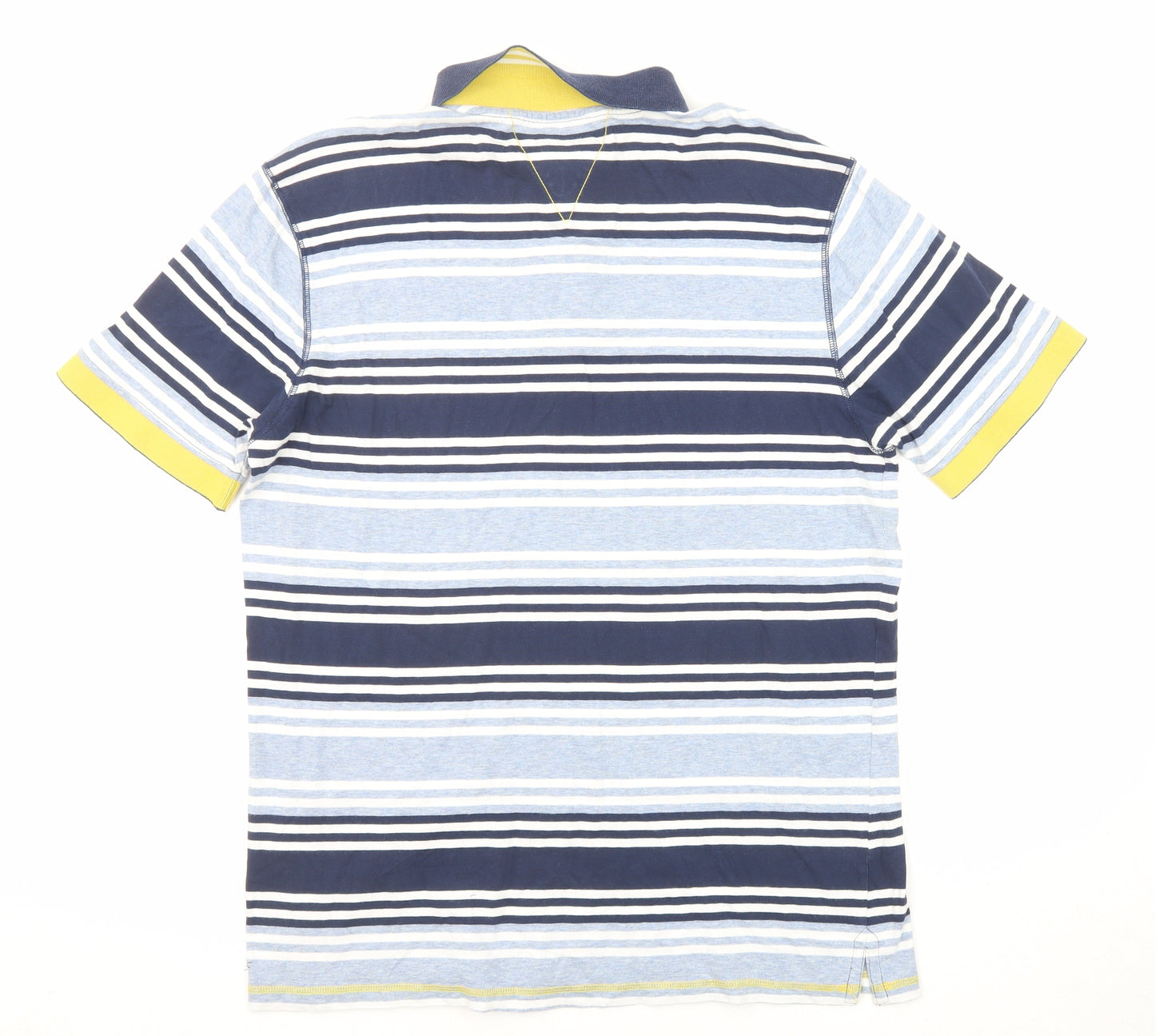 White Stuff Mens Blue Striped Cotton Polo Size M Collared Button