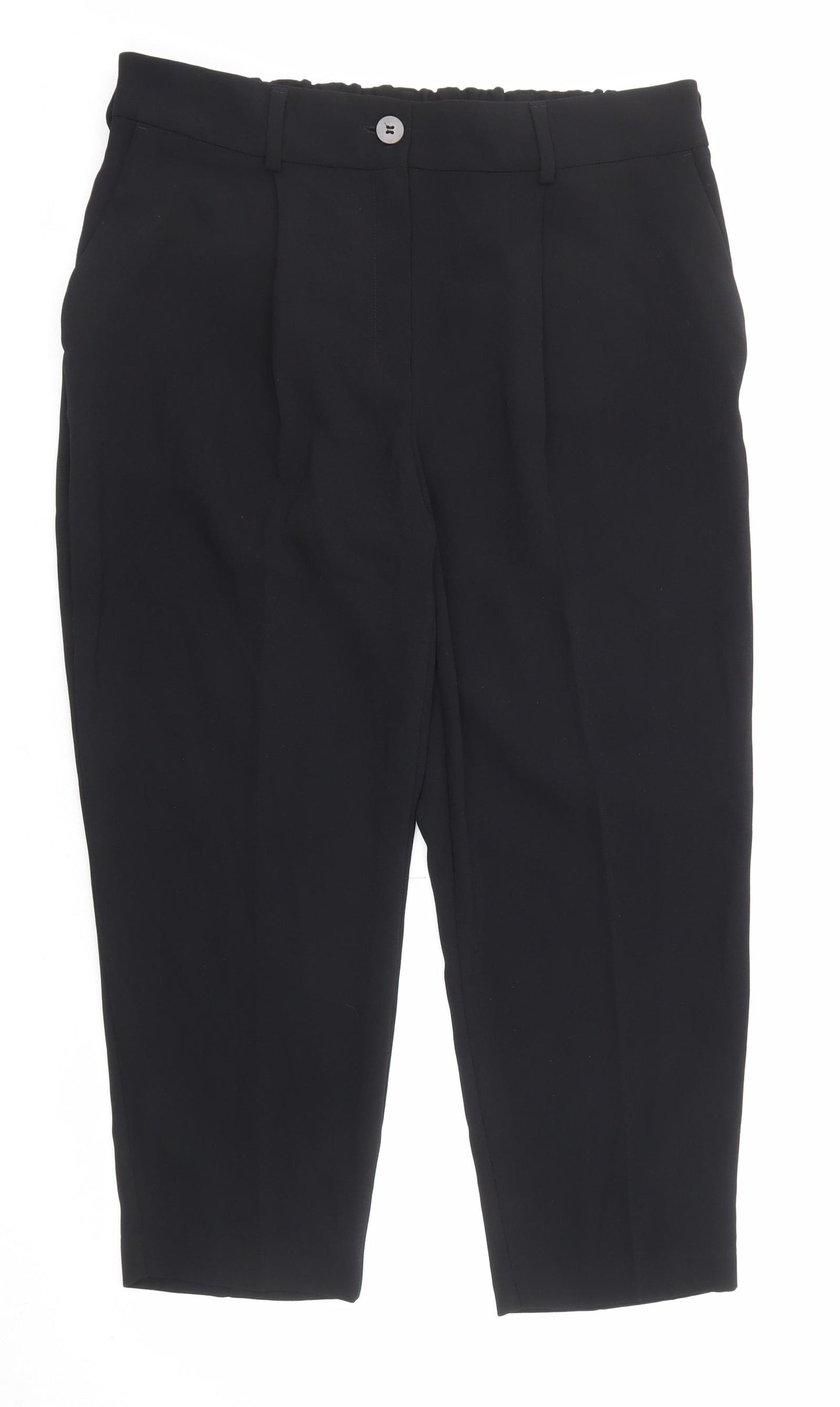 Marks and Spencer Womens Black Polyester Carrot Trousers Size 14 L23 in Regular Zip
