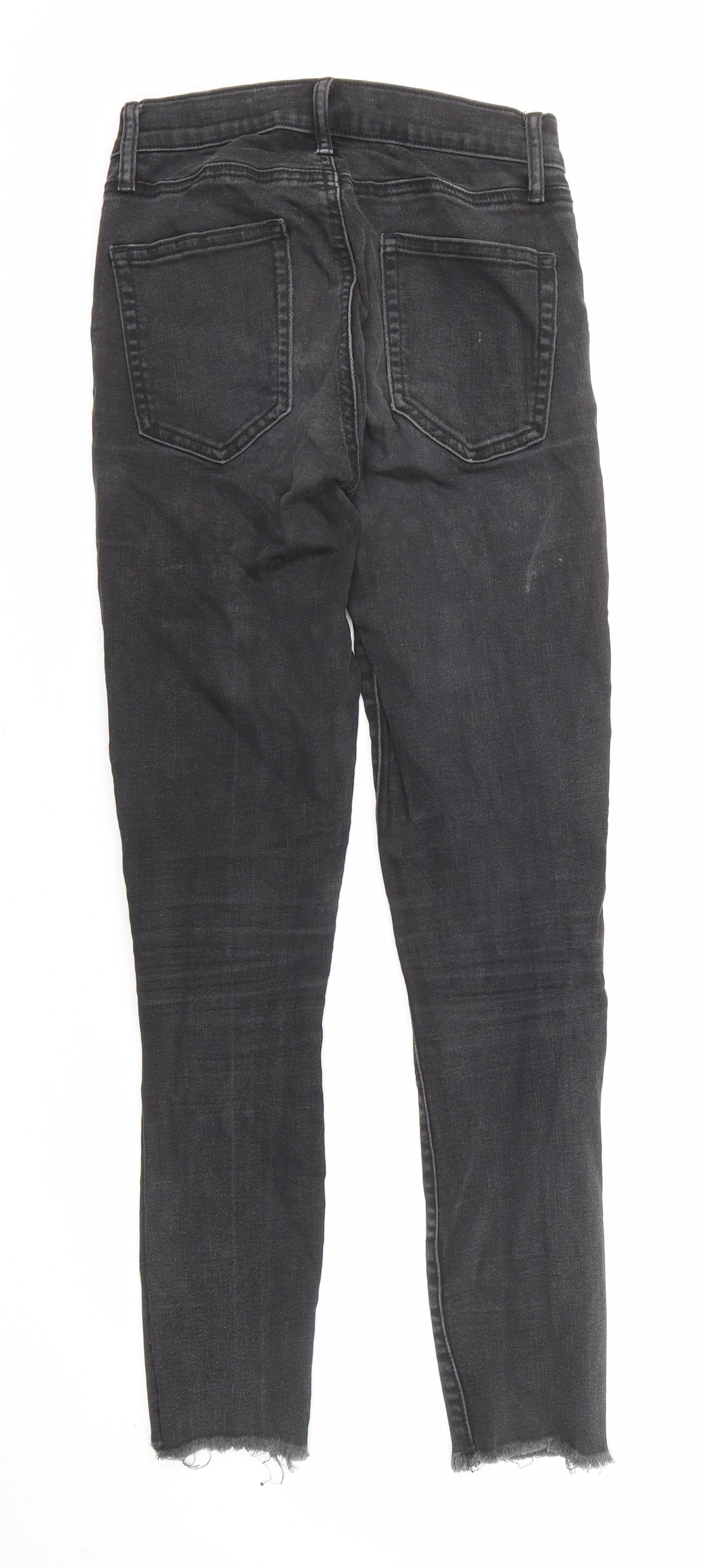 Gap Womens Black Cotton Skinny Jeans Size 25 in L27 in Regular Zip - Raw Hems