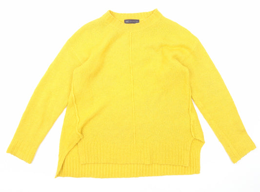 Marks and Spencer Womens Yellow Round Neck Acrylic Pullover Jumper Size S