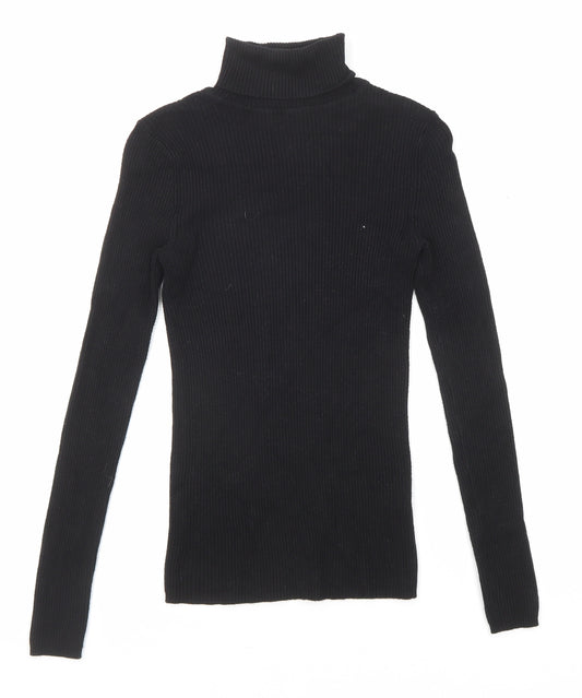 Marks and Spencer Womens Black Roll Neck Viscose Pullover Jumper Size 6