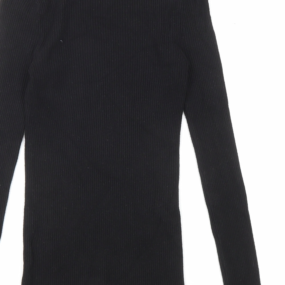Marks and Spencer Womens Black Roll Neck Viscose Pullover Jumper Size 6