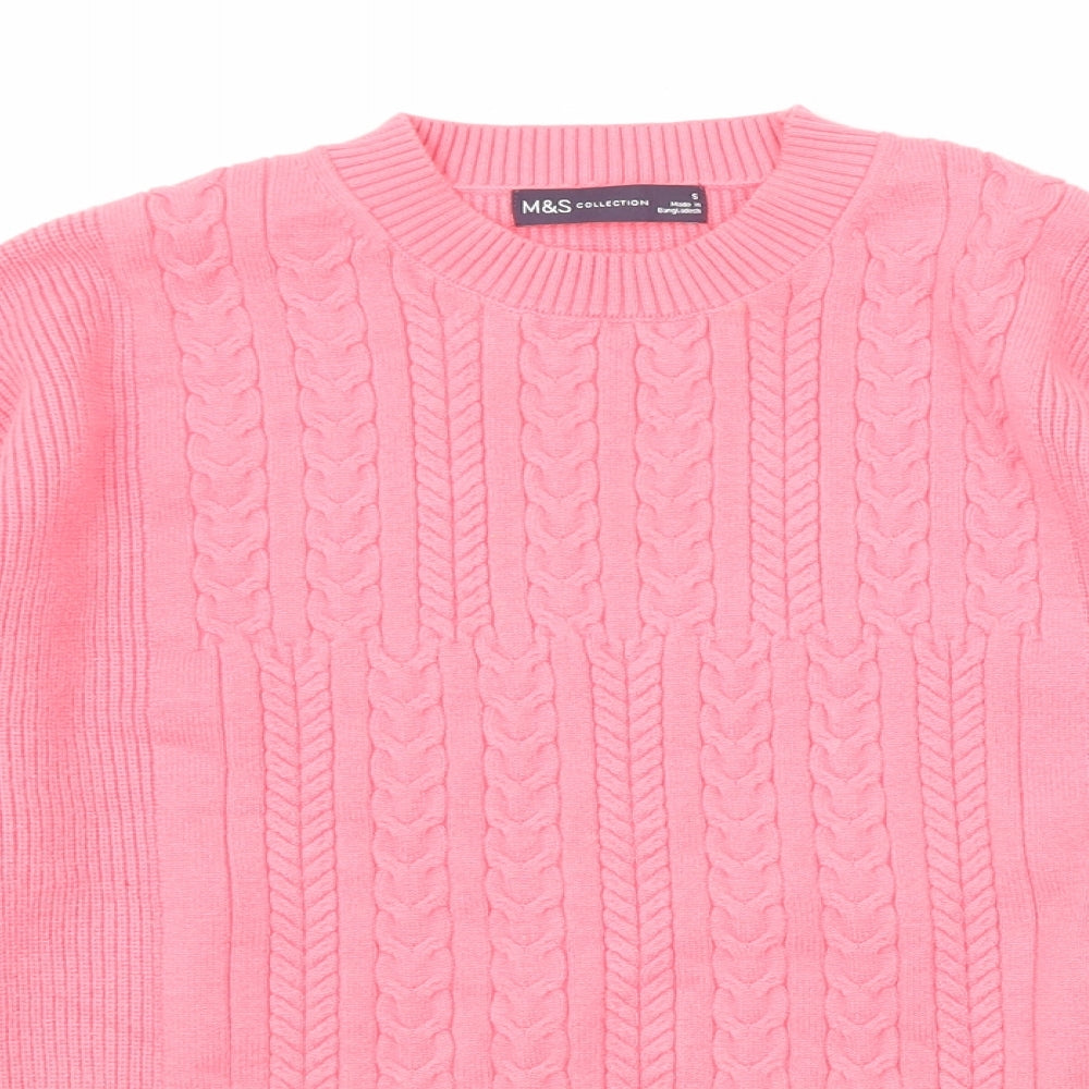 Marks and Spencer Womens Pink Round Neck Viscose Pullover Jumper Size S