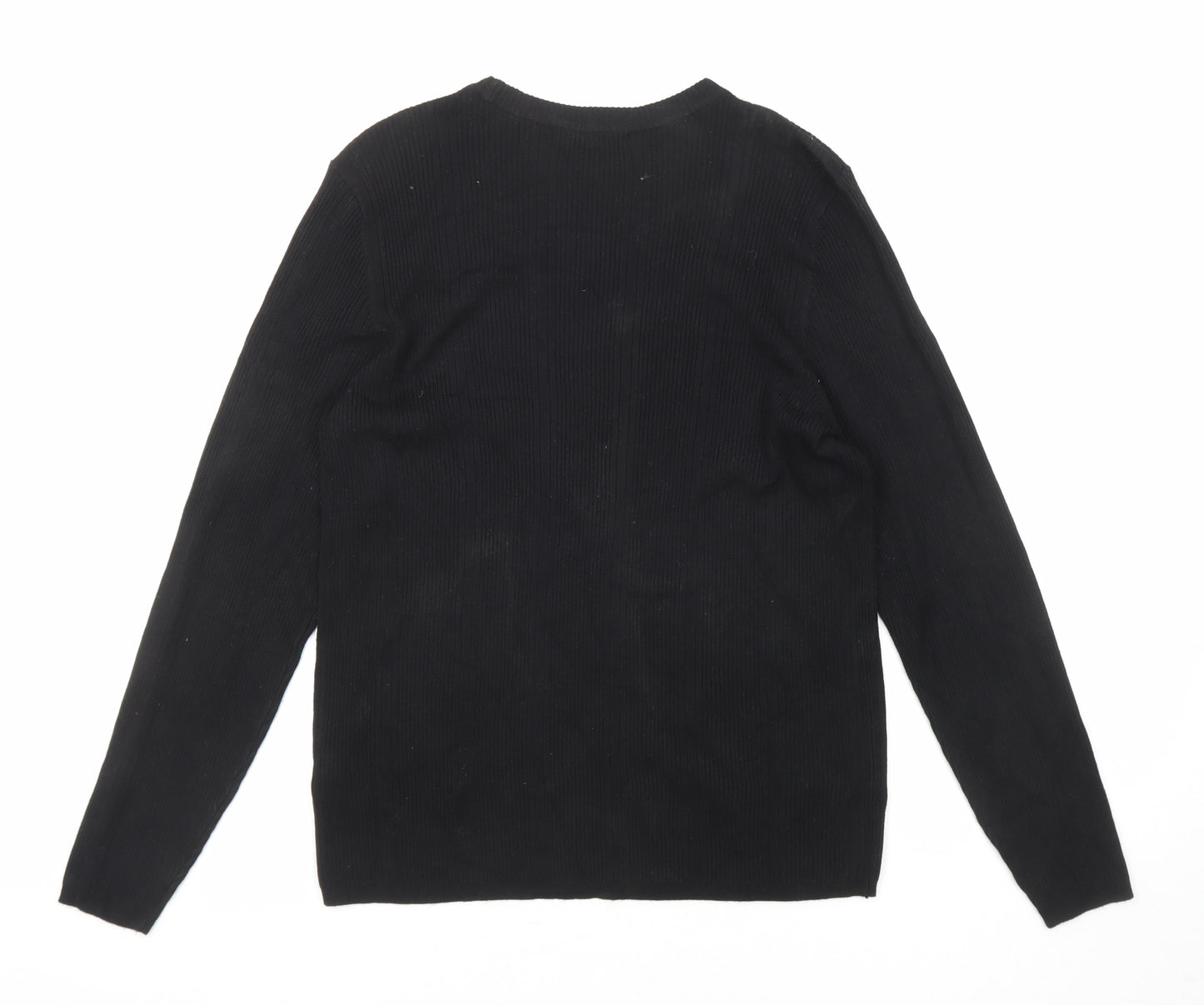 Marks and Spencer Womens Black Round Neck Viscose Pullover Jumper Size 16