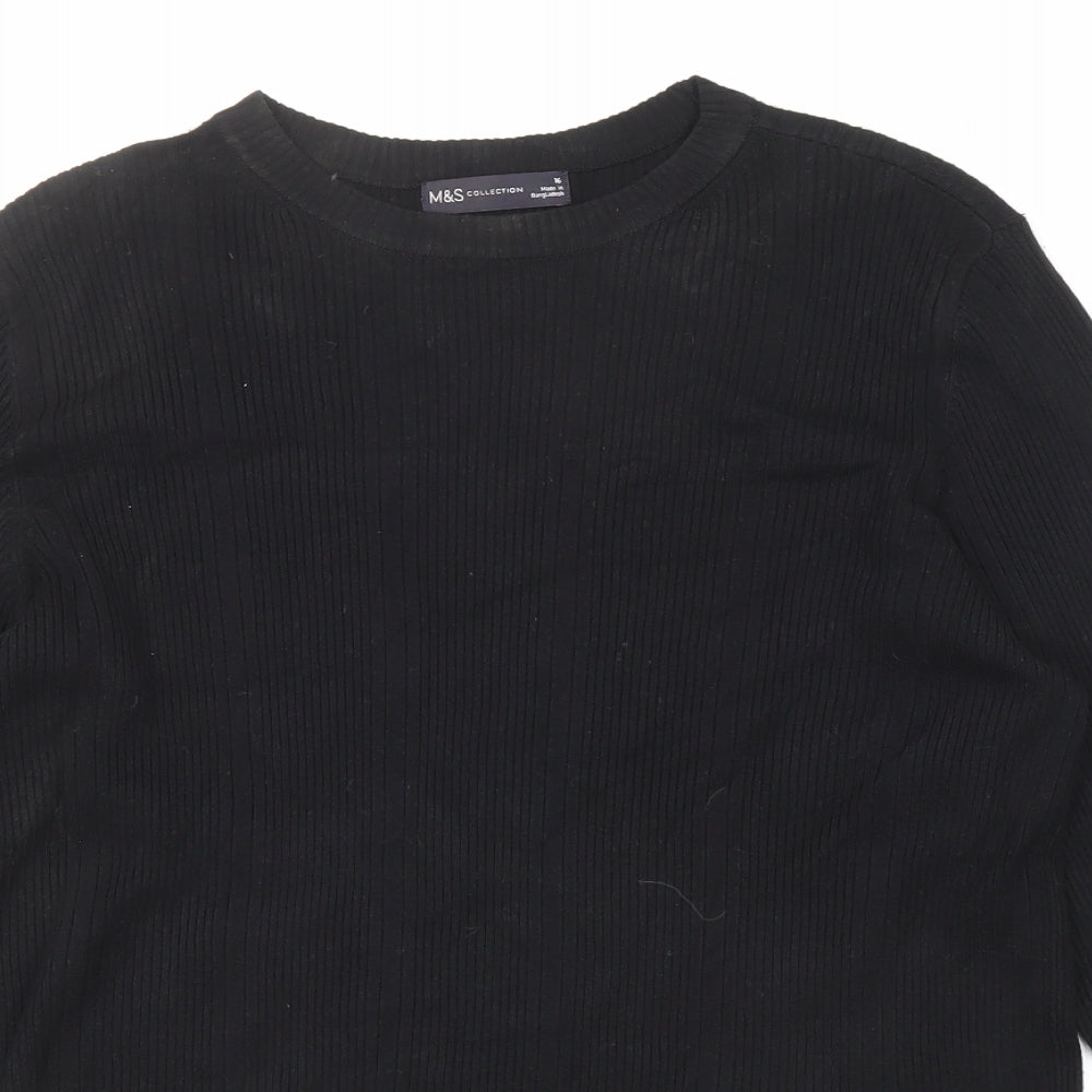 Marks and Spencer Womens Black Round Neck Viscose Pullover Jumper Size 16