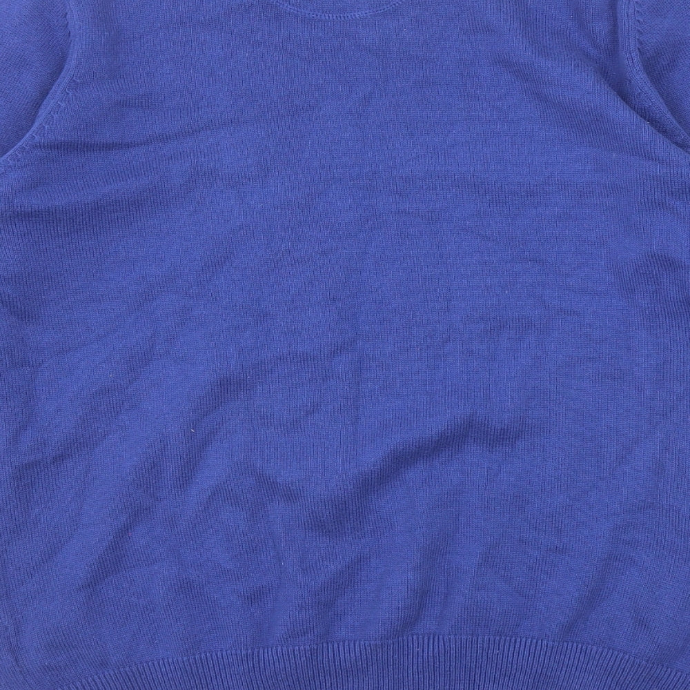 Blue Harbour Mens Blue V-Neck Cotton Pullover Jumper Size M Long Sleeve