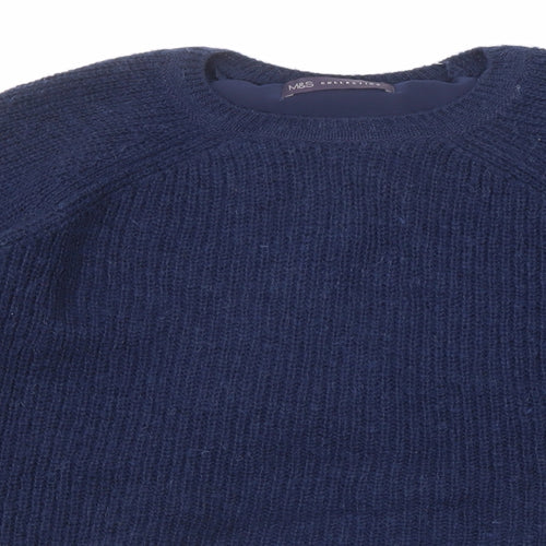 Marks and Spencer Womens Blue Round Neck Acrylic Pullover Jumper Size 12