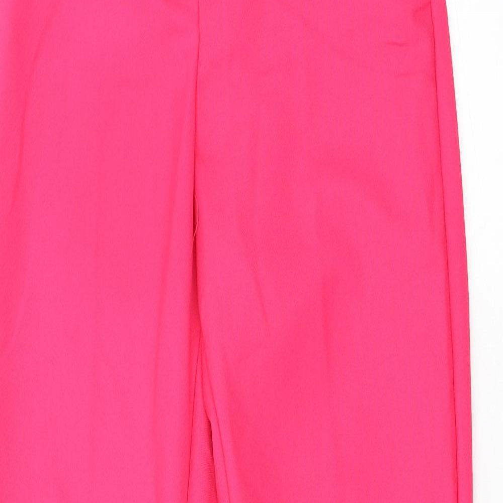 H&M Womens Pink Polyester Trousers Size 6 L32 in Regular Zip