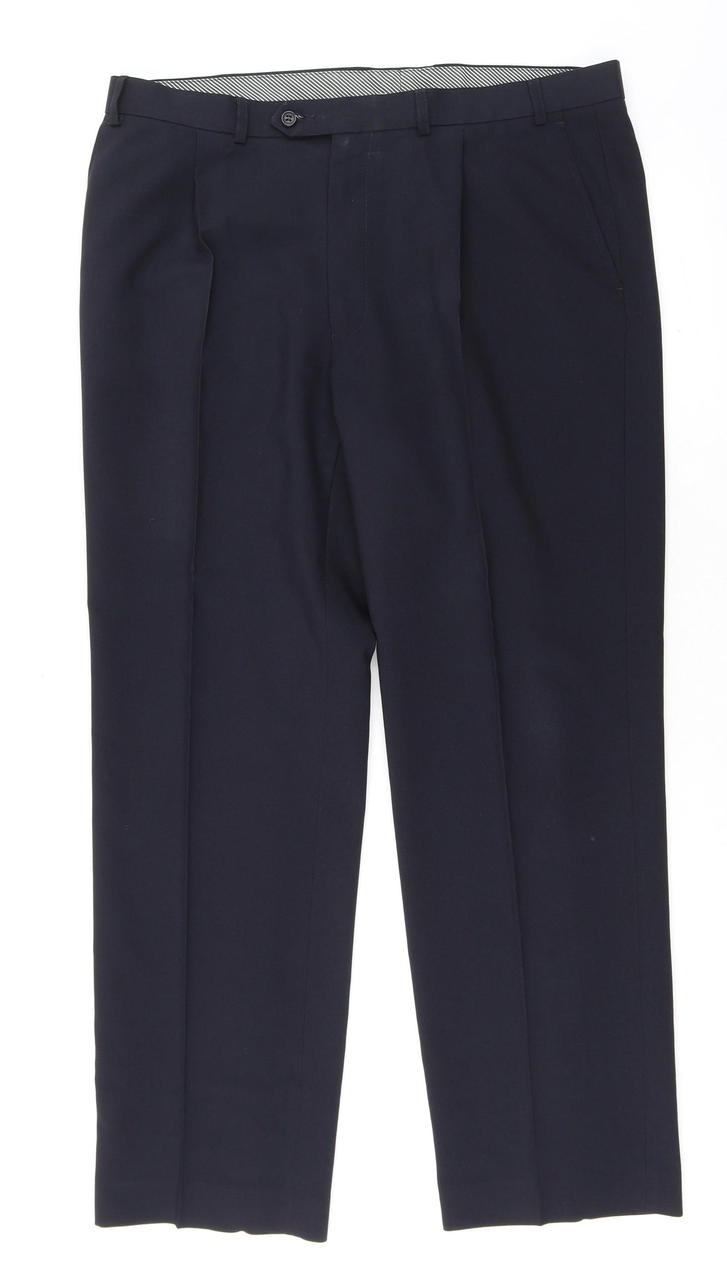 Marks and Spencer Mens Blue Polyester Trousers Size 38 in L31 in Regular Zip