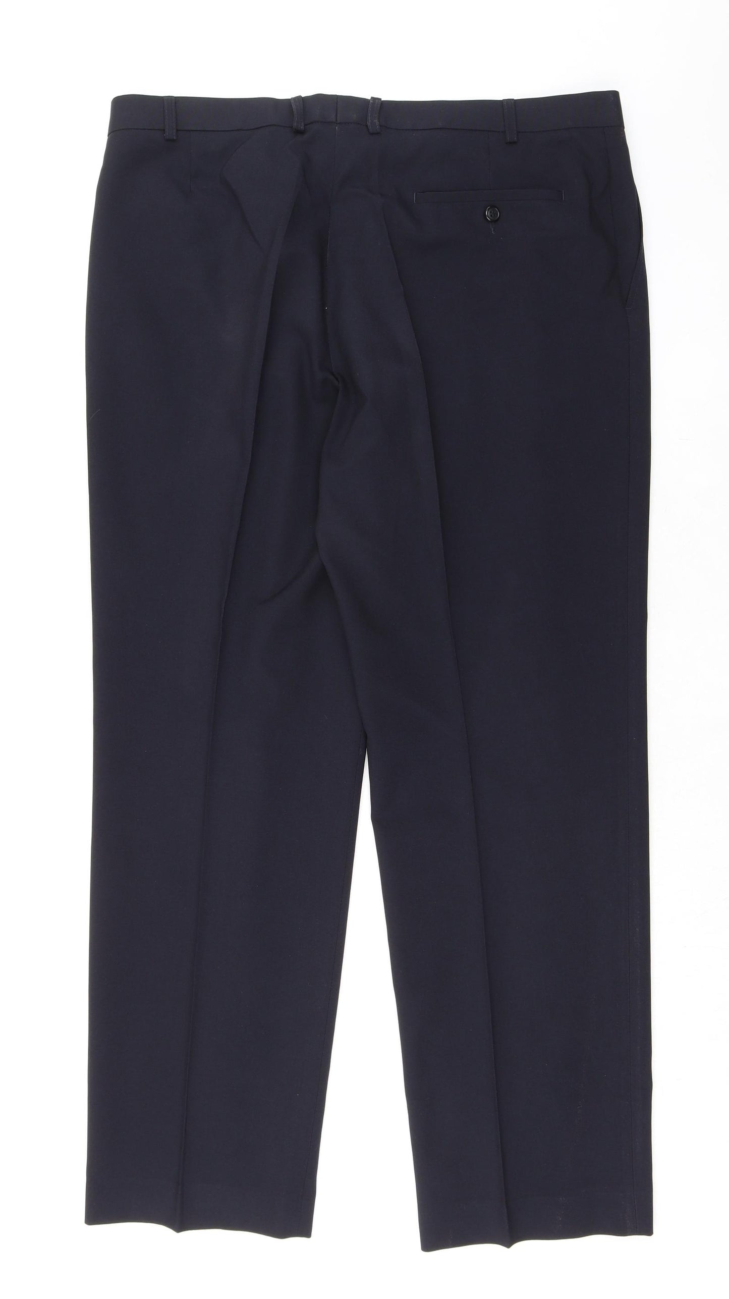Marks and Spencer Mens Blue Polyester Trousers Size 38 in L31 in Regular Zip