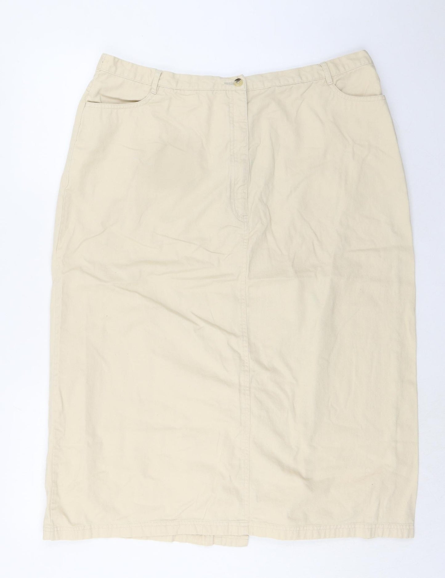 EWM Womens Ivory Cotton Straight & Pencil Skirt Size 22 Button