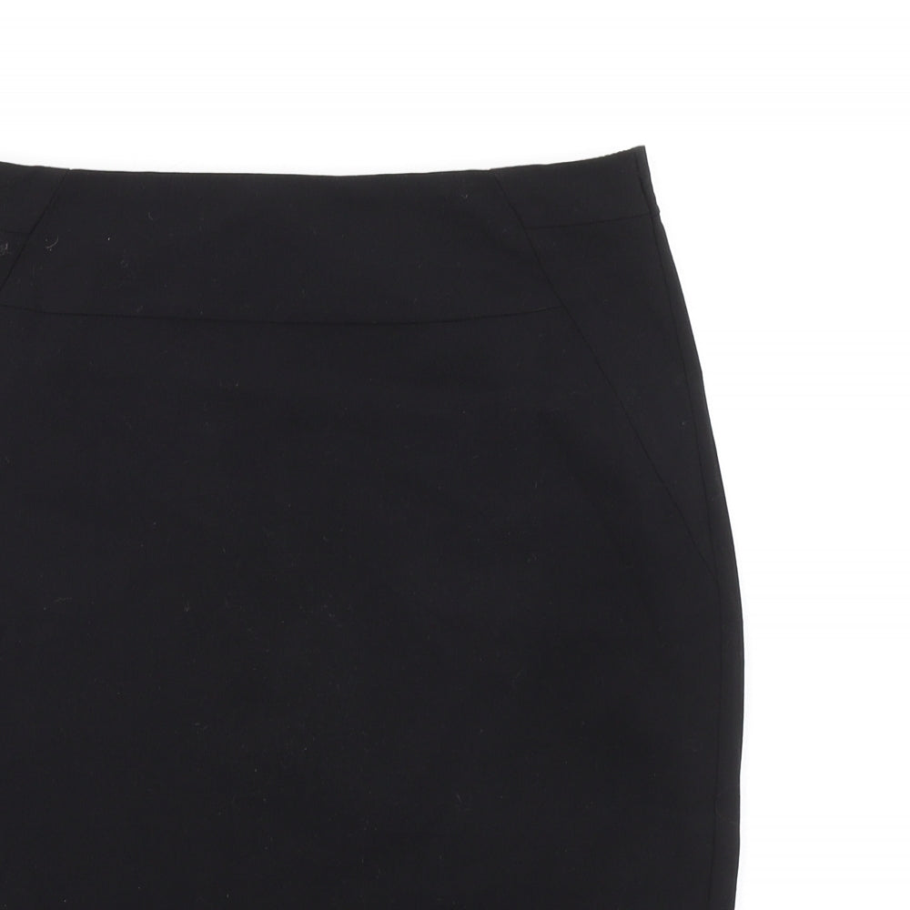 Marks and Spencer Womens Black Polyester Straight & Pencil Skirt Size 10 Zip