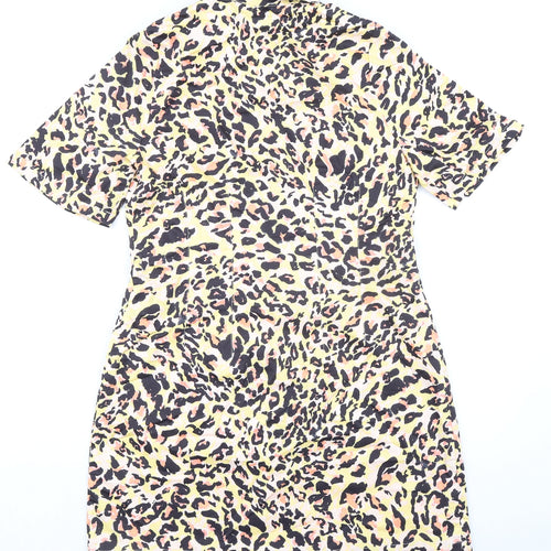 Oliver Bonas Womens Multicoloured Animal Print Chlorofibre Shirt Dress Size 10 Collared Button - Leopard pattern