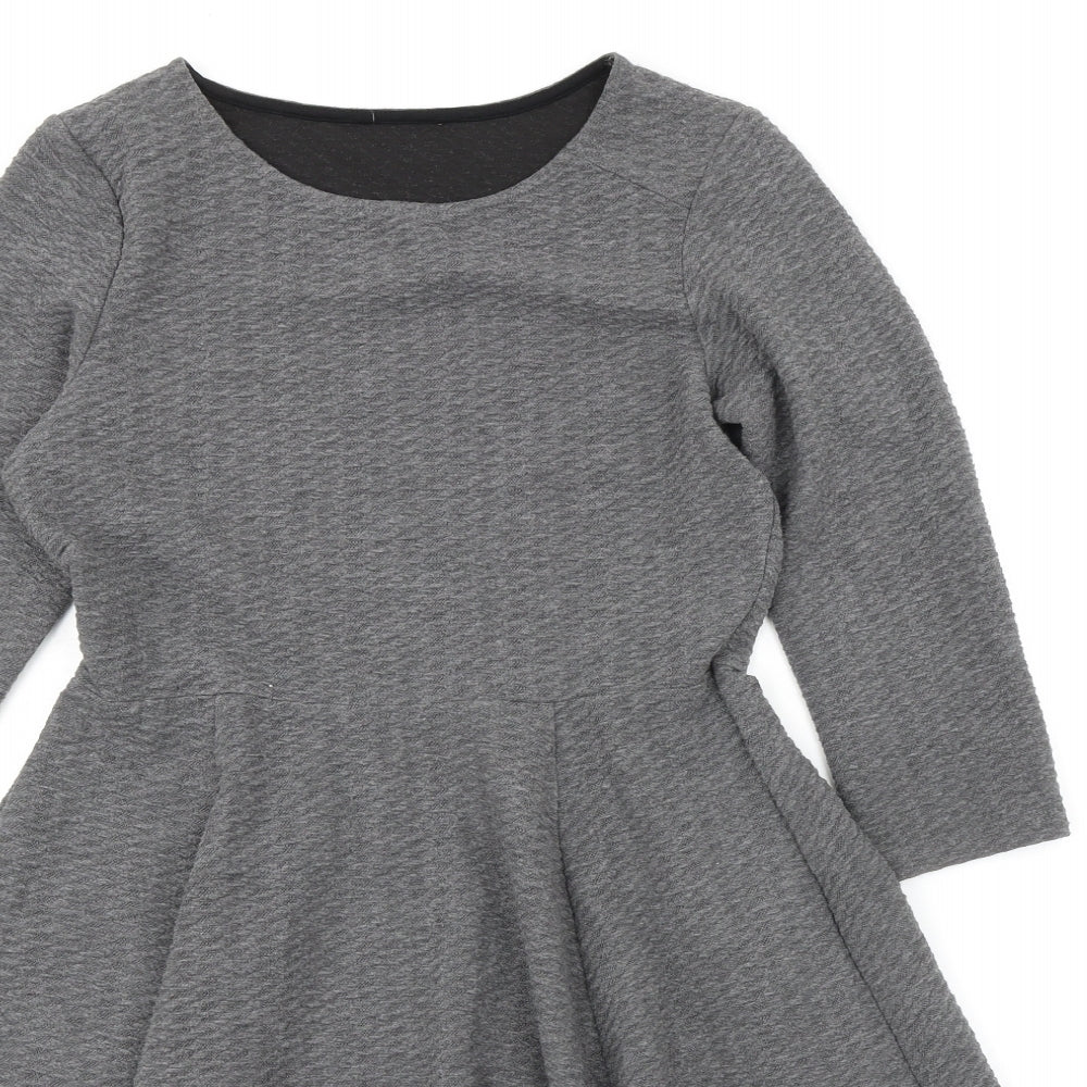 Marks and Spencer Womens Grey Polyester Fit & Flare Size 12 Round Neck Pullover