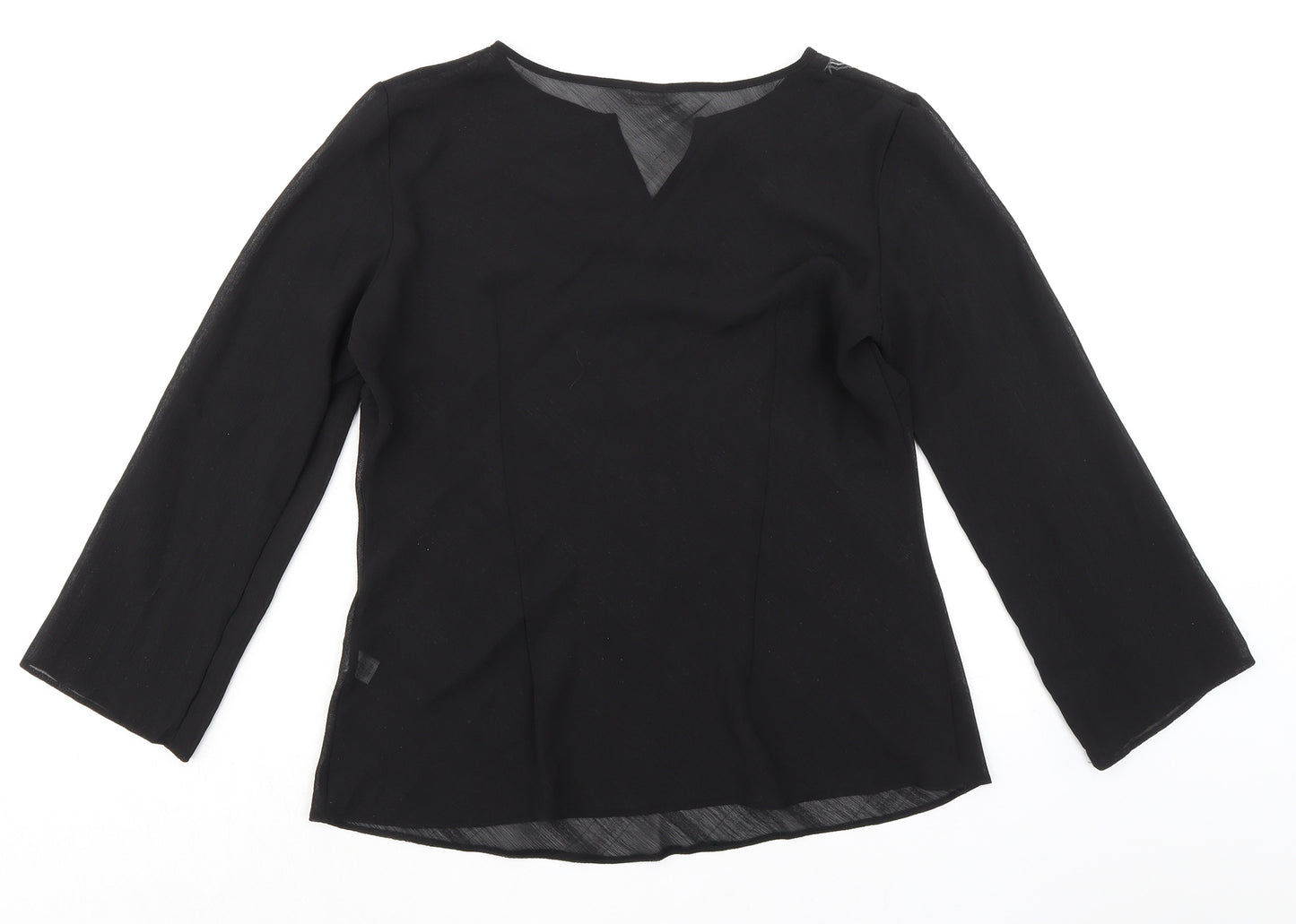Berkertex Womens Black Polyester Basic Blouse Size 14 V-Neck