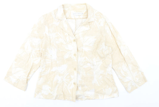Mandy Marsh Womens Beige Floral Jacket Blazer Size 14 Button