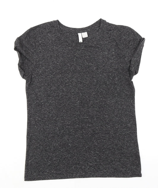 Divided by H&M Womens Grey Polyester Basic T-Shirt Size S Round Neck