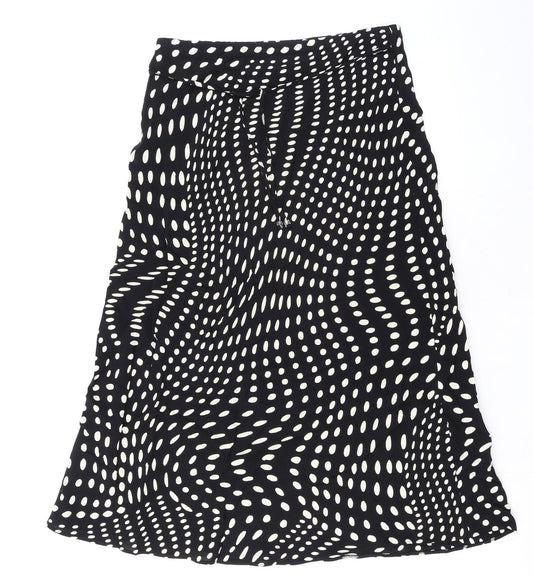 Marks and Spencer Womens Black Geometric Viscose A-Line Skirt Size 12